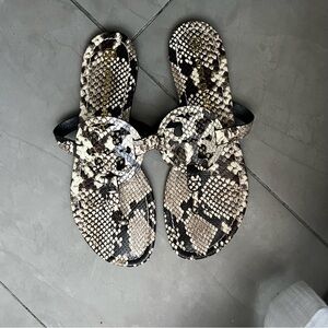 Tory Burch Miller Sandal Black Snakeskin Size 10